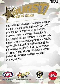 2021 Select AFL Footy Stars - Starburst Caricatures Camo #SBC54 Dylan Grimes Back